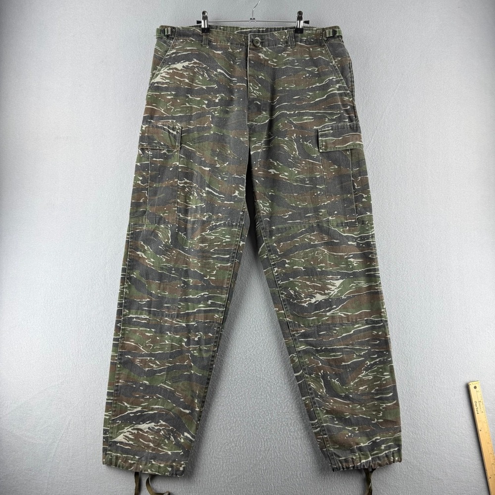 Tiger Striped Camo Pants Mens Large 37x32 FOX Outdoor BDU Military Style Cargo